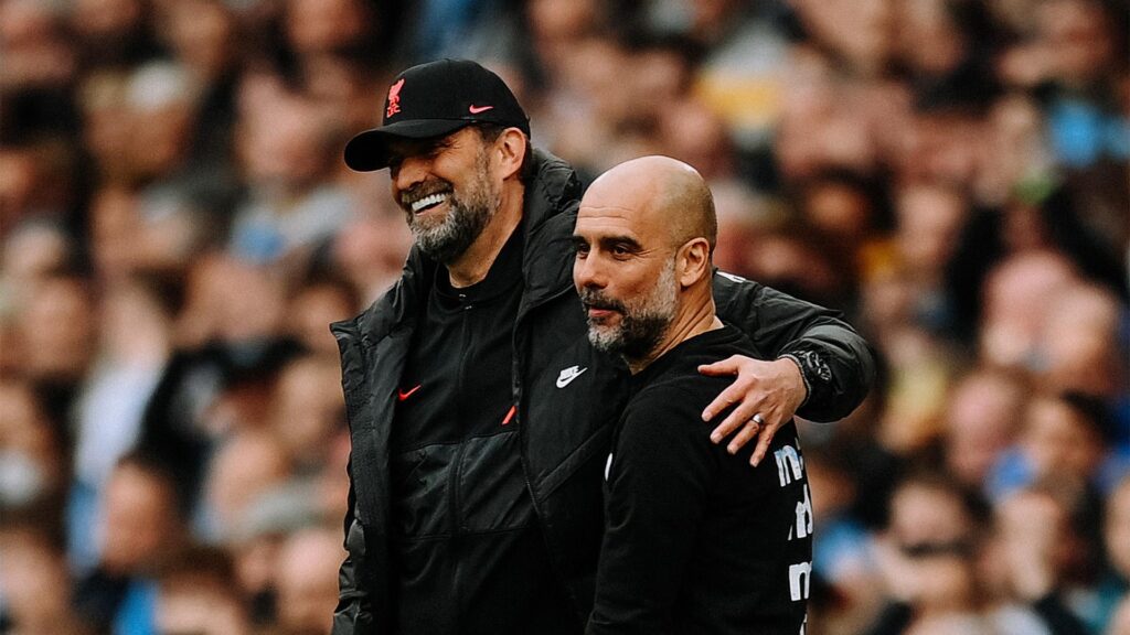 Pep Guardiola and Jurgen Klopp representing tactical rivalry